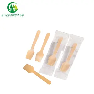 Factory Wholesale eco-friendly disposable micro 95mm wooden spoons individually wrapped for yogurt ice cream
