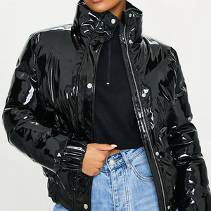 black puffer vinyl jacket
