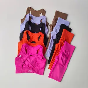 Ropa Deportiva pakaian olahraga kebugaran mulus pakaian aktif Gym wanita pakaian olahraga Yoga Set Yoga mulus