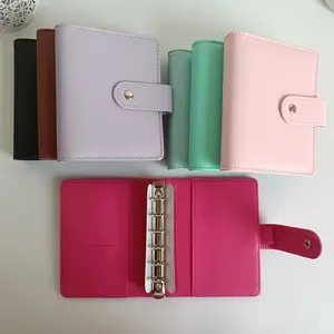 Tendances Enfants Cadeau Portable 6 Anneaux A5 A6 Mini PU Cuir Économies Défi Budget Binder A7 Saffiano Cash Wallet <span class=keywords><strong>Avec</strong></span> Porte-Monnaie - Product Image 1