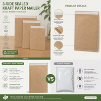 Sacs en papier kraft durables, pochette plate à trois soudures latérales, fermeture pelable, écologiques, biodégradables, avec logo personnalisé, emballage en gros