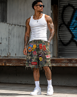 Shorts cargo camouflage personnalisés DiZNEW pour hommes, multi-poches, patchwork, streetwear hip-hop, shorts déchirés