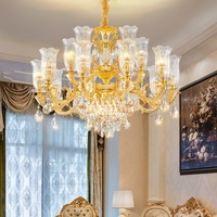 Lustre en or en cristal de luxe européen personnalisé Villa Hôtel Duplex Escalier Salon Restaurant Chambre à coucher