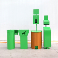 Poubelle à déjections canines en acier et bois avec pédale, pour extérieur, parc, jardin, rue, station de collecte de déjections animales