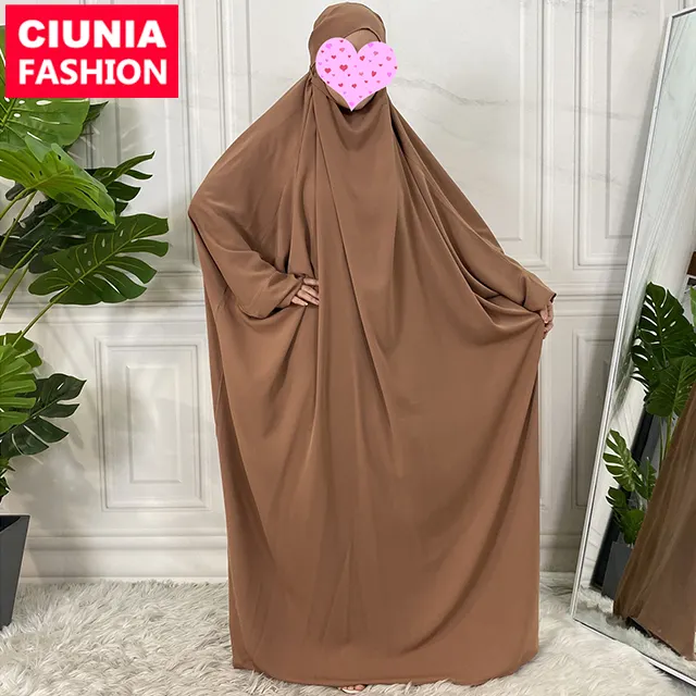 Baju Gamis Wanita Hijab Doa Muslim, Pakaian Jilbab Wanita Doa, Abaya Jiabaab Syal Kepala 6493 #