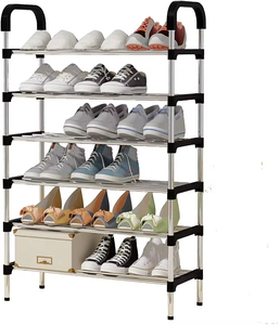 Étagère à chaussures pour la maison, 6 niveaux, noire, pliable, armoire à chaussures pour le salon, la chambre à coucher - Product Image 5