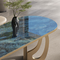 Table à manger de luxe Microlite verre rectangulaire moderne haut de gamme avec motif pierre et marbre pour usage domestique et villas