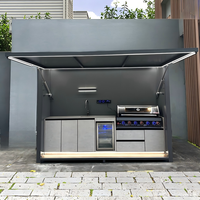 Abri de jardin BBQ moderne en acier inoxydable de qualité supérieure, personnalisable, résistant au vent, avec espace de dessin gratuit de 20 minutes, pour cuisine extérieure et rafraîchisseur