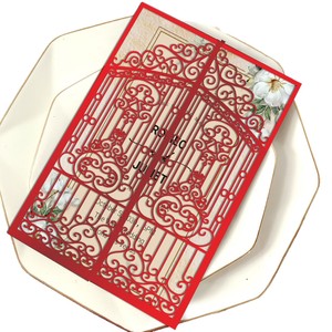 3D Hollow-out Greeting Card Vintage Foldable Birthday Wedding Couple Romantic wedding card - Product Image 4