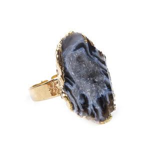 Anello Naturale Regolabile con Fetta di Agata Drusa Grezza - Product Image 6