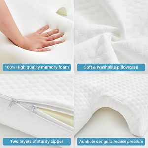 Oreiller de câlin en mousse à mémoire de forme 100%, soutien du cou pour les couples, tricoté, ergonomique, anti-pression, trou pour le bras, excellent pour les dormeurs latéraux, lit - Product Image 3