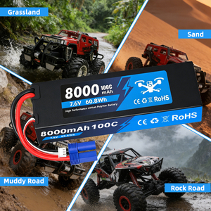 100C エクストリーム ディスチャージ 2S 7.6V 8000mAh グラフェン リポ ハードケース バッテリー - 4mm コネクター付き競技用 RC カー/トラック用 - Product Image 6