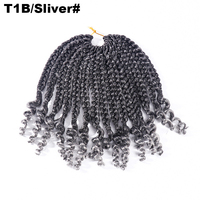 Tresses de boîte de jungle de cheveux synthétiques populaires tresses de boîte de déesse de cheveux de crochet avec des extrémités bouclées cheveux de tressage de fibre de la meilleure qualité grise