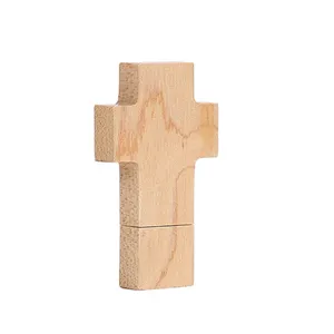 Christmas Gift Wooden Cross Usb Flash Drive Box 2.0 3.0 Pendrive Memory Stick Box