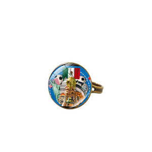 Anillo de Cristal con Forma de Domo, Recuerdo de Eventos Globales de Fútbol 2026, Anillo Metálico Vintage para Fanáticos, Regalos Promocionales Deportivos - Product Image 1