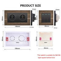 Interrupteur et Prise Murale EU Effet Bois 1 Gang 2 Voies Simple Double Prise Électrique Multi-Fonction Universelle USB Type-C 18 W