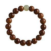 Chaîne de perles bouddhistes en bois de santal doré naturel, style ethnique rétro unisexe, mode nationale