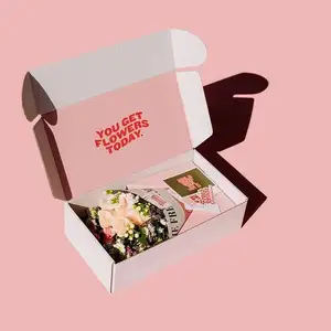 Kotak pengiriman bunga karton bergelombang daur ulang Logo kustom bunga