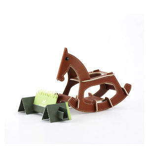 Handmade Leather Rocking Horse <b>Storage</b> Box, Creative Desktop Leather <b>Remote</b> <b>Control</b> Organizer, Toy Wooden Horse Box - Product Image 5