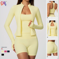 Set Yoga 3 Potong untuk Wanita, Pakaian Olahraga Pilates, Bahan Bernapas, Slim Fit, Pakaian Fitness Aktif, Cepat Kering, Pakaian Olahraga