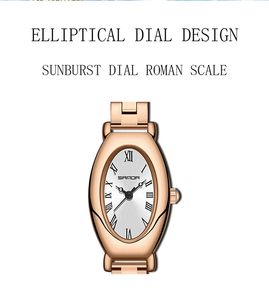 Montre ovale de luxe Sanda 1123 pour femme, montre à quartz en cuir de haute qualité, étanche à 30 m, montres simples pour filles - Product Image 2