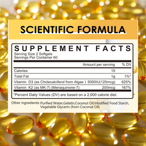 GMP Factory OEM <b>Vitamin</b> D3K2 Softgel Capsule Dietary Supplement With Coconut Oil 2-1 Formula for Bone, Teeth, Muscle and Immune - Product Image 3