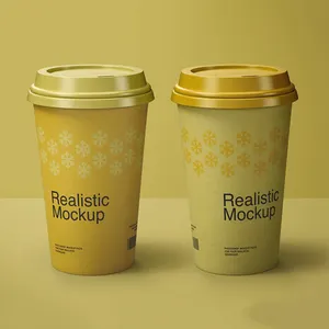 Özelleştirilmiş biyobozunur kullan at kahve kağıt bardak tek çift dalgalanma duvar kağıdı kahve kapaklı kupa ve kol