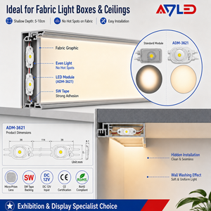 โมดูล LED ADLED 3621 1W แสงวอร์มไวท์ 3000K DC12V IP67 สำหรับกล่องไฟผ้าและฝ้าเพดาน - Product Image 1