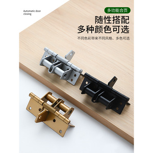 Bisagra de puerta oculta de 4 pulgadas con cierre automático por resorte para puertas y armarios de madera, diseño minimalista, hierro negro - Product Image 4