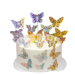 ENLACE Eetbare vlinders, cupcake-toppers, 40 stuks, taartdecoratie, voor bruiloft, verjaardag, feest