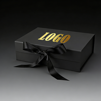 Boîtes cadeaux en carton ondulé rigide recyclable avec logo personnalisé, finition bronzée, fermeture magnétique et poignée en ruban