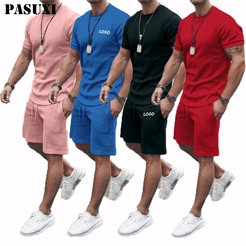 PASUXI 2024 Logo personnalisé survêtement survêtement marque privée survêtement ensemble short pantalon été hommes t-shirt et ensemble court