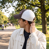 Cappellino da Baseball WEINI con Ricamo 3D a Rilievo, Bicolore Marrone e Bianco, in Cotone Lavato, Regolabile, Stile Dad Hat per Sport e Attività all'Aperto