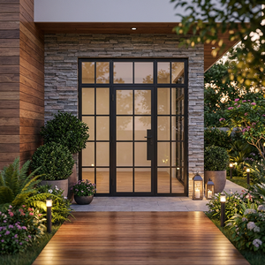 Porta Principale di Sicurezza Esterna Isolata Personalizzata Design Porta Doppia in Ferro - Product Image 2
