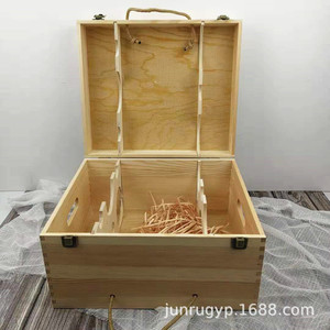 Wooden Wine <b>Box</b> 6 Bottles <b>Pine</b> Wood Handmade Gift Storage Rectangle Craft Packaging - Product Image 2