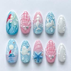 <span class=keywords><strong>Uñas</strong></span> Postizas Betifnail Nuevas Hechas a Mano Reutilizables Estilo Francés Acrílico Princesa Dulce y Lindo Para Presionar Removibles Formas Almendra y Ataúd - Product Image 5