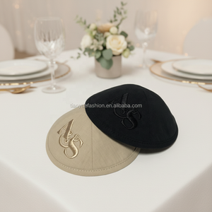 Yarmulke o Kippah Judía Personalizada en Color Beige, Regalo para Brit Milah, Bolsa <span class=keywords><strong>Mazel</strong></span> Tov, Cubierta para Challah, Yarmulka, Kippot, Kippah Judía de Lino con Clip - Product Image 6