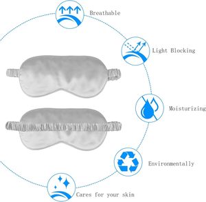 หน้ากากปิดตาผ้าซาตินผ้าไหมเนื้อนิ่ม,พร้อมกระเป๋าหูรูดสำหรับใช้เป็นของขวัญแต่งงานเดินทางโรงแรมแพ็ก2ชิ้น - Product Image 2