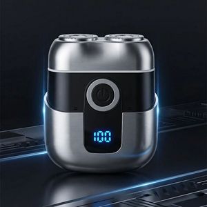 Electric Shaver Twin Blade Rechargeable Metal Body Led Display Portable Travel For Men - Product Image 1
