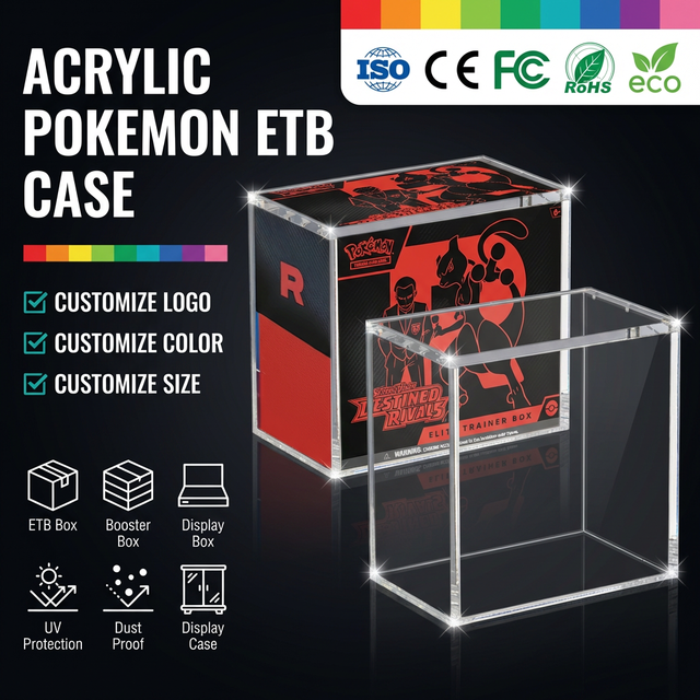 Premium Acrylic ELITE TRAINER BOX Case 99% UV Protection with Magnetic Lid Display Racks Modern Advertising Use