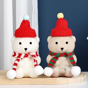 Tasse à <span class=keywords><strong>café</strong></span> ou thé au lait en forme d'ours en peluche rouge de Noël avec bouchon à vis, <span class=keywords><strong>bouteille</strong></span> en plastique PET pour bonbons - Product Image 3