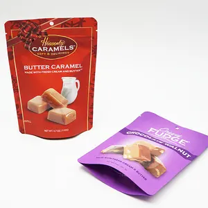 Tùy chỉnh in Snack sô cô la Caramel bao bì túi đứng lên túi dây kéo túi nhựa nhôm Túi