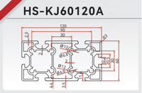 Barre carrée en aluminium de taille différente d'OEM 60x120 profilé en aluminium Cad format Autocad dessin de section en aluminium