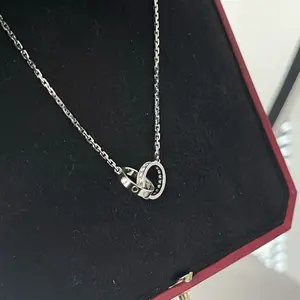 Drop Shipping High Quality Competitive Price Initial Necklace Love 2 Rings Cross With CZ Stainless Steel Chain Necklace Women