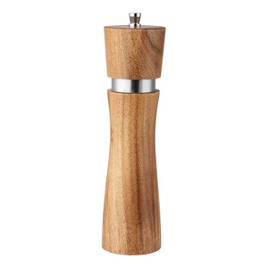 Ensemble moulin à sel et à poivre en céramique avec logo personnalisé, moulin à poivre manuel en bois pour usage domestique, ingrédients d'épices en boîte - Product Image 1