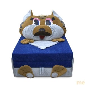 Mini canapé-lit pliable avec design tête de tigre de dessin animé pour enfants, option de couleur bleu et beige - Product Image 5