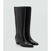 Chaussures pour femmes ANSU, automne, hiver, été, bout pointu, daim, cuir véritable, fermeture éclair, bottes à talons hauts au-dessus du genou