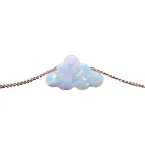 Kadın takı 925 ayar gümüş beyaz bulut Opal Charm kolye