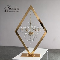 Nouveau Style Tendance pour Centre de Table de Mariage, Chandelier Doré en Cristal, Décoration de Table, Lustres Bougeoirs avec Support