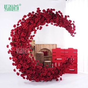 Arche florale en forme de cœur Greenway, support de toile de fond de mariage avec roses bleues, 1,8 m, décoration - Product Image 3